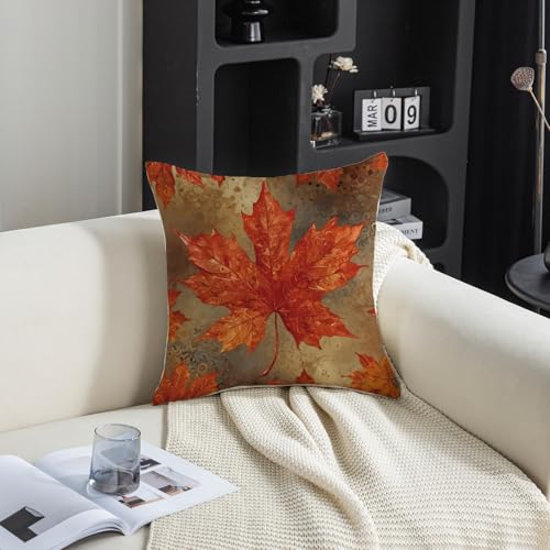 Autumn Maple Leaves Throw Pillow Covers 18x18 - Set of 2