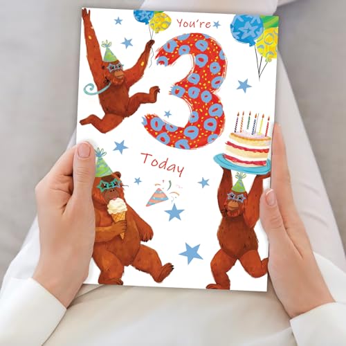 Missonemi 3rd Birthday Card for Boy - Double-Sided Greeting Card