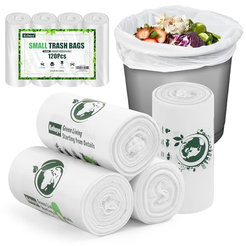 Kebuye 1.2 Gallon Biodegradable Small Trash Bags - 120 Count Pack