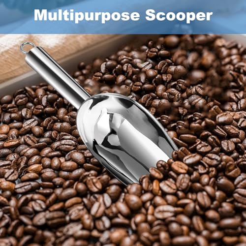 6 oz Stainless Steel Ice Scoop - Durable Metal Scooper for Bars, Kitchens & Parties