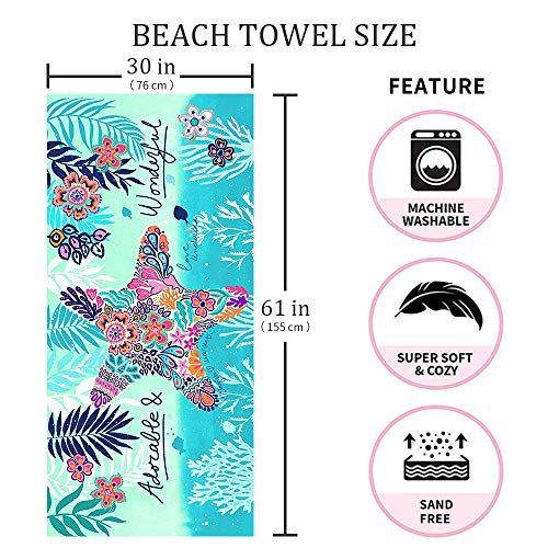 Multicolor Microfiber Beach Towel - Quick Dry, Sand-Free, 30x60 inch