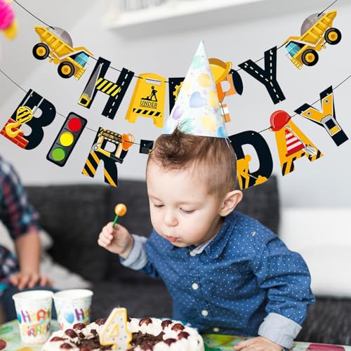 Construction Birthday Banner with Dump Truck Garland - Pre-Assembled Party Decor