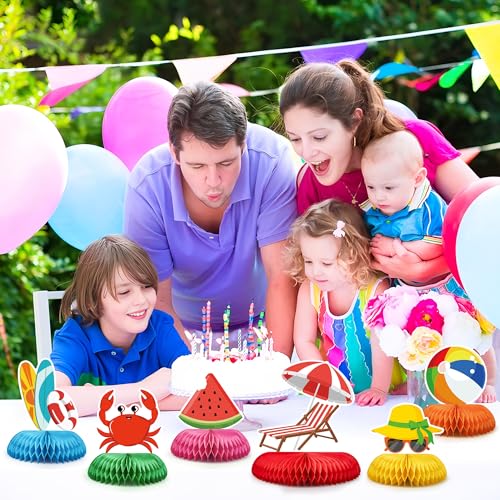 12 Pcs Beach Party Honeycomb Centerpieces for Summer Decor