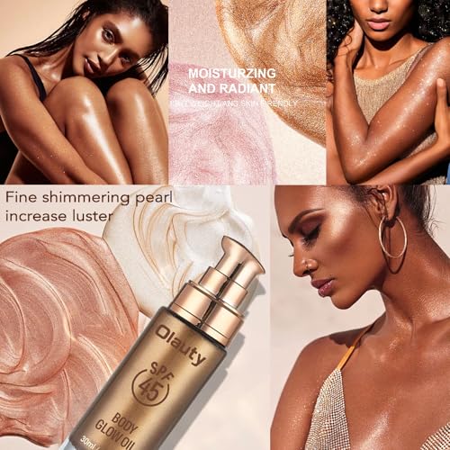 Firstfly Shimmer Body Oil SPF 45 Waterproof Glow Bronzer 02# Diamond Platinum