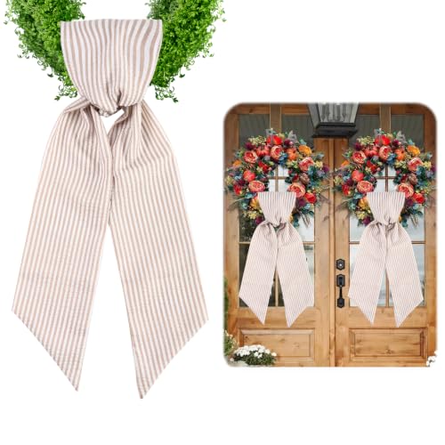 2 Pack Brown Stripe Wreath Sashes for DIY Embroidery - 5" x 54"