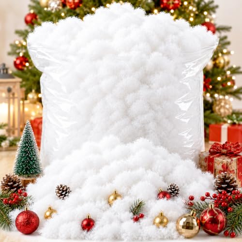 Fake Snow for Christmas Decorations - 10.58 Ounce Artificial White Cloud Fluff
