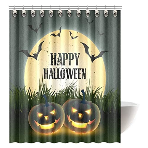 Jetec 12-Piece Skull Shower Curtain Hooks, Stainless Steel Gothic Rings