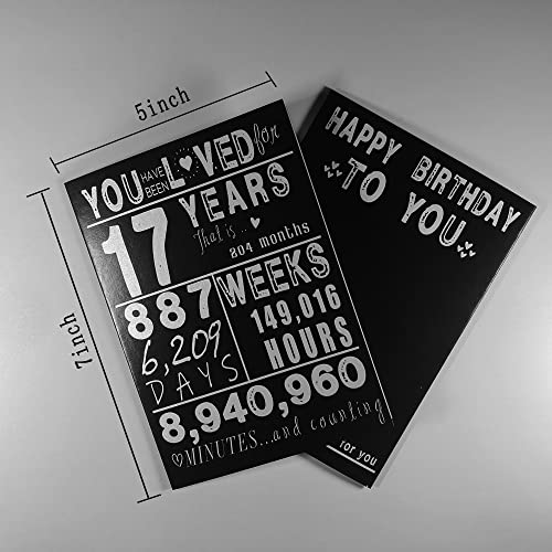 Premium Birthday Card for 17 Year Old Teen - Blank Inside, Envelope Included