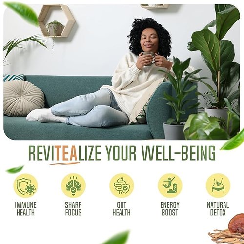 ReviTEAlize Organic Matcha Mushroom Powder - Organic Ceremonial Grade - Coffee Alternative - Latte (60 Servings)