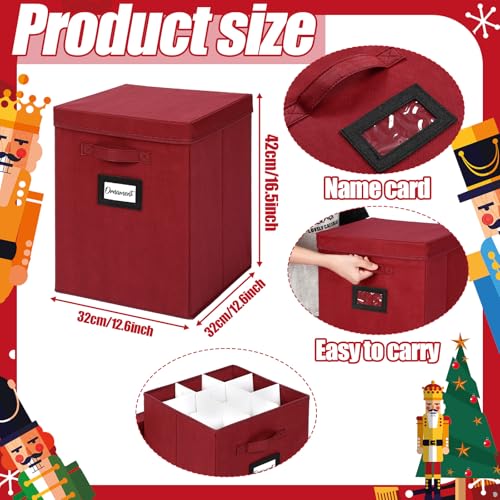 Deep Red 2 Pcs 16 Inch Nutcracker Storage Box - 9-Compartment Organizers