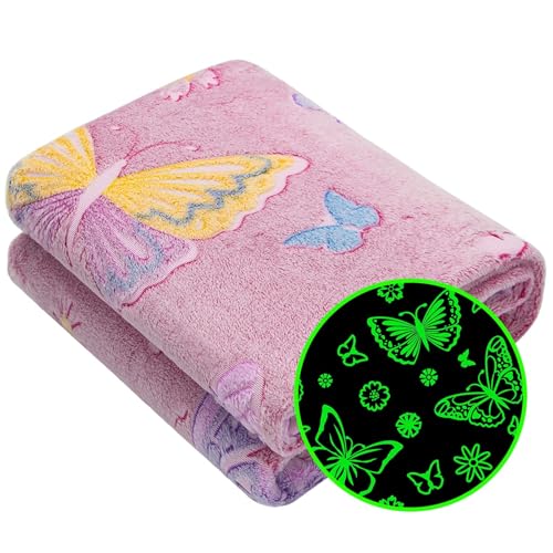 Glow in the Dark Butterfly Blanket for Kids - 40"x60" Soft Throw