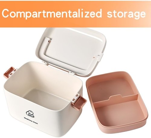 Home Multi-Layer Medicine Storage Box - 2-Tier Design with Portable Handle & Snap-Lock Closure