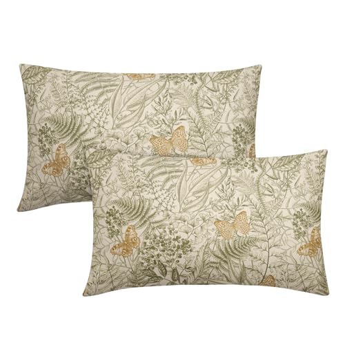 Aportt 12x20 Inch Botanical Leaf Lumbar Pillow Covers - Set of 2