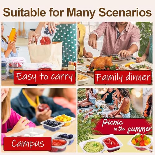 20-Pack Reusable Dual-Compartment Snack Containers with Leakproof Lids