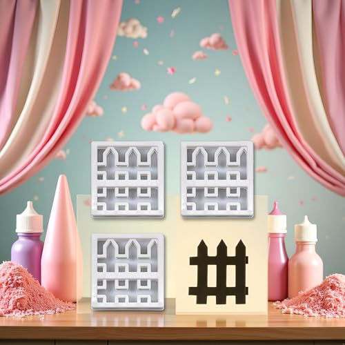 4-Piece Plastic Fence Fondant Molds for Cake & Cookie Borders