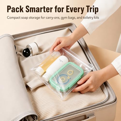LUSTRIB Travel Soap Case - Leak-Proof Silicone Holder with Drain Tray