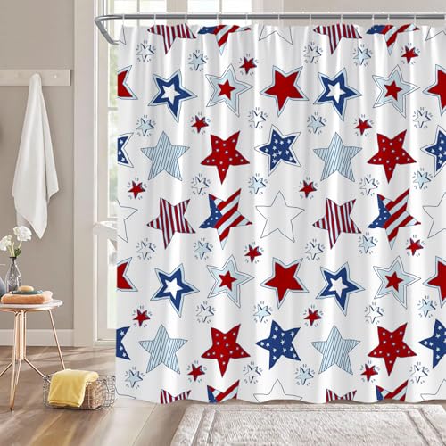 4th of July Shower Curtain 70x70 Inches - Patriotic Stars & Stripes