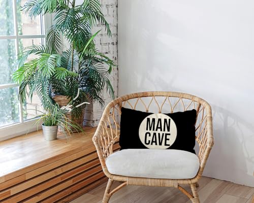 Funny Man Cave Lumbar Pillow Cover - 12x20 inches Polyester