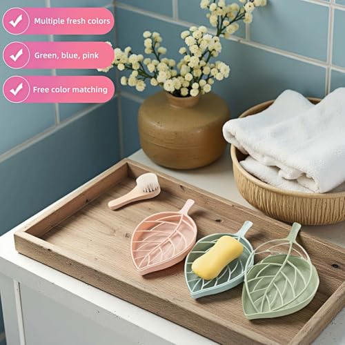 Leaf-Shaped Soap Dish Set - 2-Tier Wall-Mounted Organizer