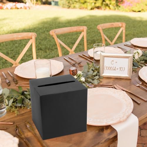 Black Card Box for Weddings and Events - 7.9 Inch Gift Card Holder