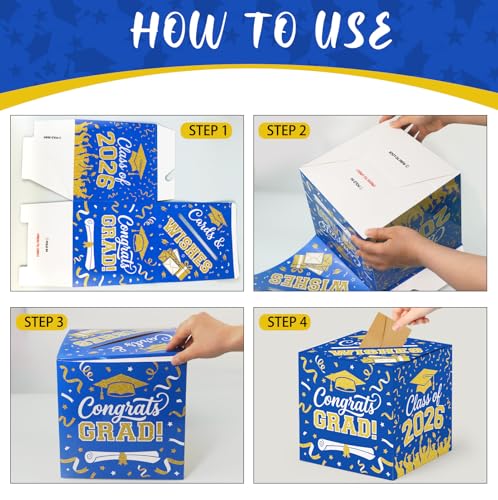 Graduation Card Box 2026 - Class of 2026 Gift Holder, 9x9x9