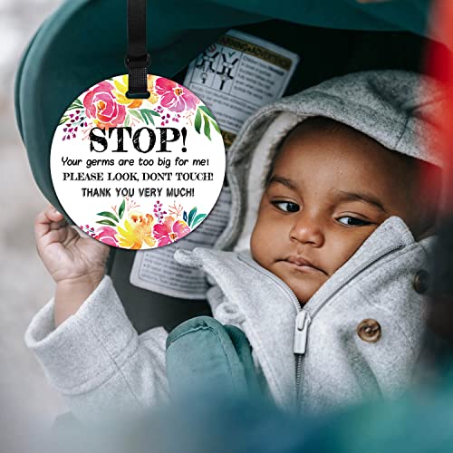 Stop No Touching Car Seat Sign - 2 Pack Baby Safety Tags