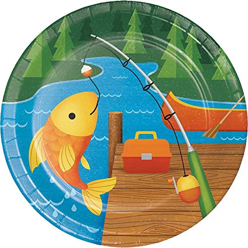 Camping Dessert Plates - 8 Pack, 7" Fishing Theme Plates