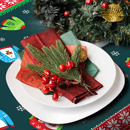 3 Pack Christmas Ugly Sweater Tablecloths - Plastic Disposable Holiday Decor