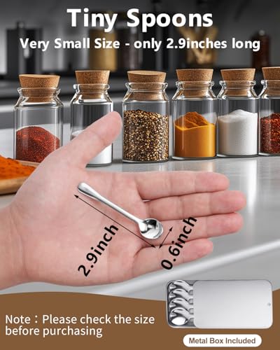 6PCS Mini Stainless Steel Spoons - 2.9 Inch Measuring Spoons for Spices & Sugar