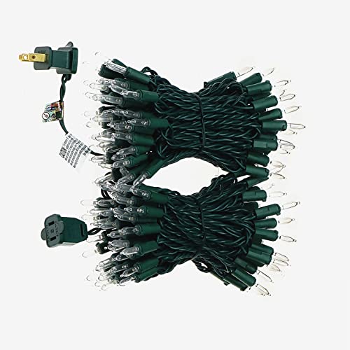 Cool White Christmas Lights on Green Wire 50 Feet - UL Certified Indoor Outdoor