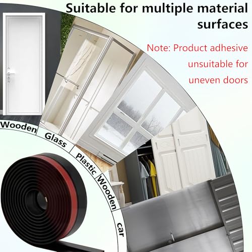 DOHUG 39-Inch Adhesive Door Draft Stopper - Weatherproof Door Sweep (Black)