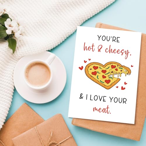 Funny Pizza Pun Valentine's Day Card for Him - Cheesy Love Message