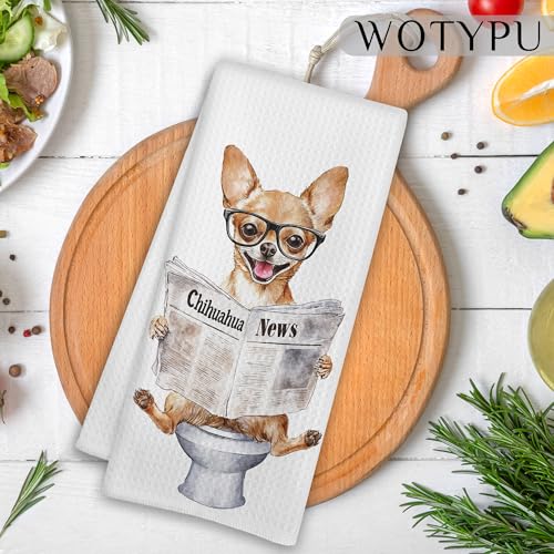 Funny Chihuahua Hand Towels - Decorative 16x24 Inch Kitchen & Bath
