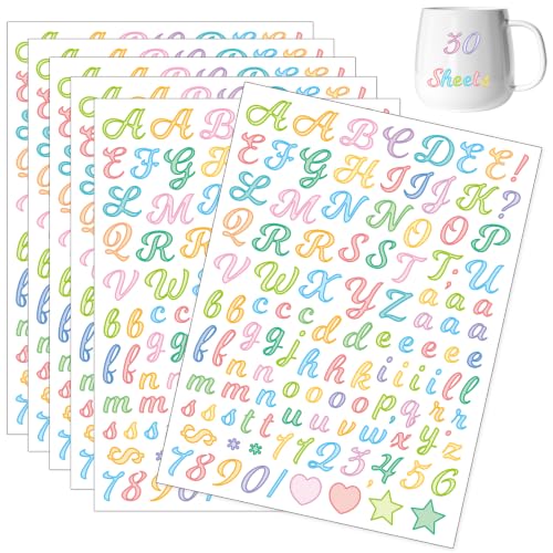 Averzella Cursive Letter Stickers 0.5 Inch Waterproof Vinyl Alphabet Set