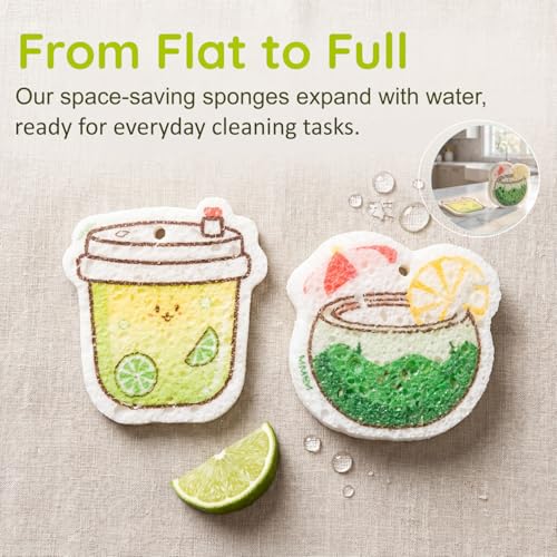 QNZLIGHT 8-Pack Non-Scratch Kitchen Sponges with Hanging Rope - Safe for Non-Stick Pans & Glassware