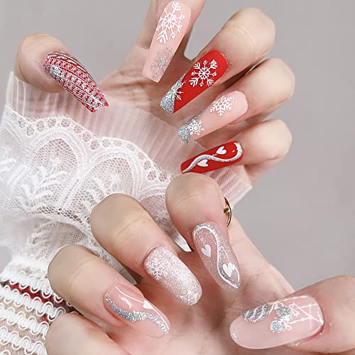 Christmas Nail Art Stickers 8 Sheets - 3D Self-Adhesive Snowflake Decals
