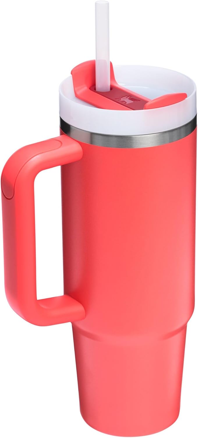 Stanley Quencher H2.0 Tumbler - 30 oz Insulated Stainless Steel Cup with Handle & Straw | BPA-Free | Hot Coral