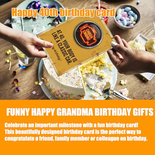 Funny 40th Birthday Card for Him - Check Engine Joke Design
