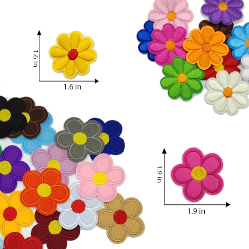 32Pcs Flower Iron on Patches Embroidered DIY Applique for Clothes Jeans