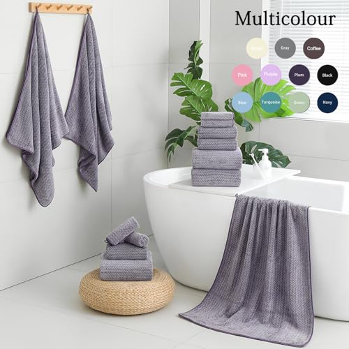 Ycosy Microfiber Hand Towel Set 16x31 Inches - 2-Piece, Dark Purple