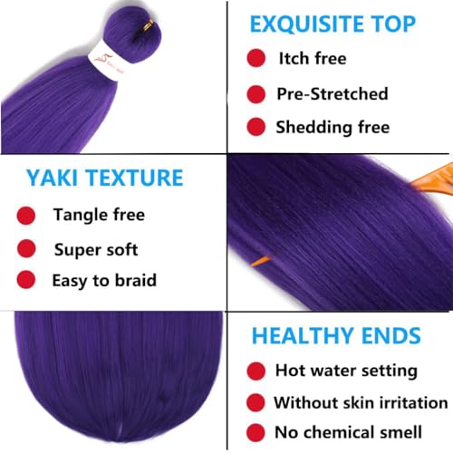 Xiaofeng 26-Inch Pre-Stretched Yaki Braiding Hair Extensions Light Black
