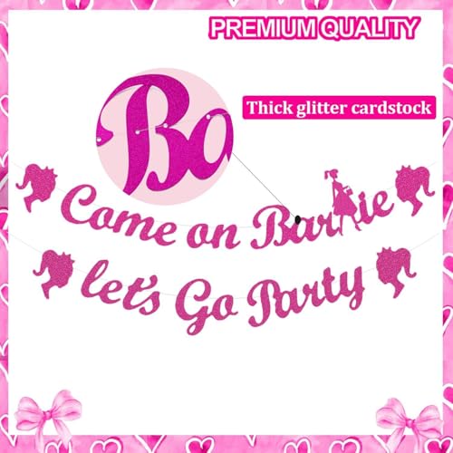 Hot Pink 'Let's Go Girls' Glitter Party Banner for Birthday & Bachelorette