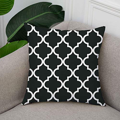 TAOSON Geometric Throw Pillow Covers, 18x18 Inch Black & White, Set of 2
