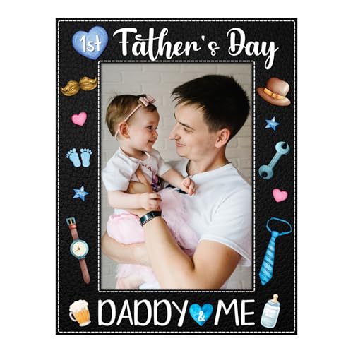 First Father's Day Picture Frame for New Dad - 4x6 Baby Photo Holder