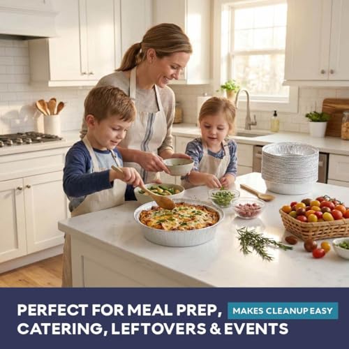 7-Inch Disposable Aluminum Foil Pie Pans - 30 Pack Round Baking Tins