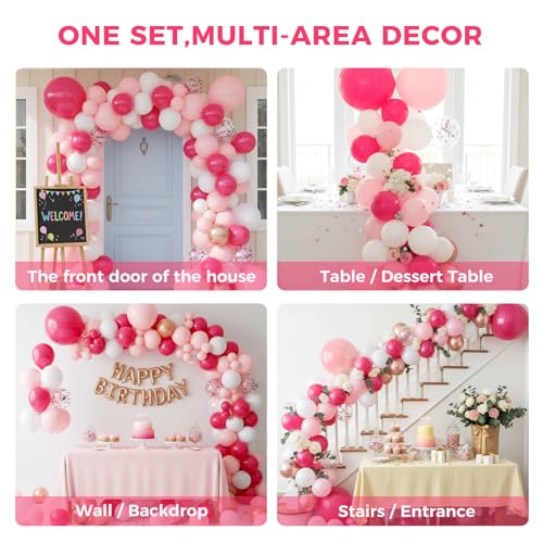 150PCS Pink Rose Gold Balloon Kit for Party Decorations
