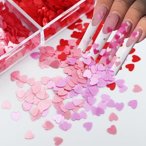 Valentine's Day 6-Grid Heart Nail Art Glitter Sequins & Decals Kit