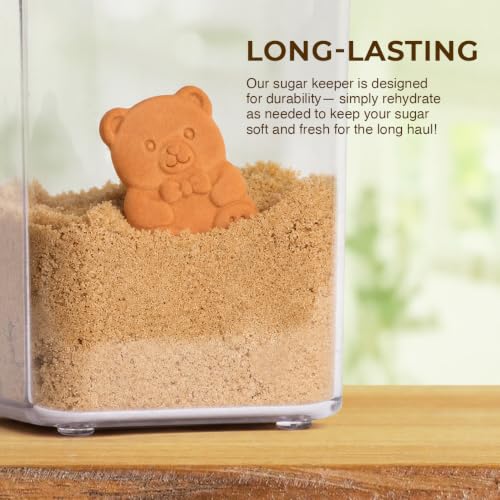 Vivid Works Brown Sugar Bear Keeper - Reusable Terracotta Moisture Regulator for Softening Sugar, 1 Pack