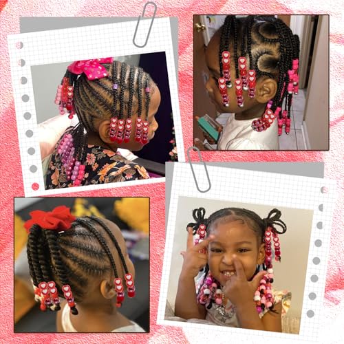 NAISKA 60Pcs Kids Hair Beads Colorful Round Pony Dreadlock Beads for Braids