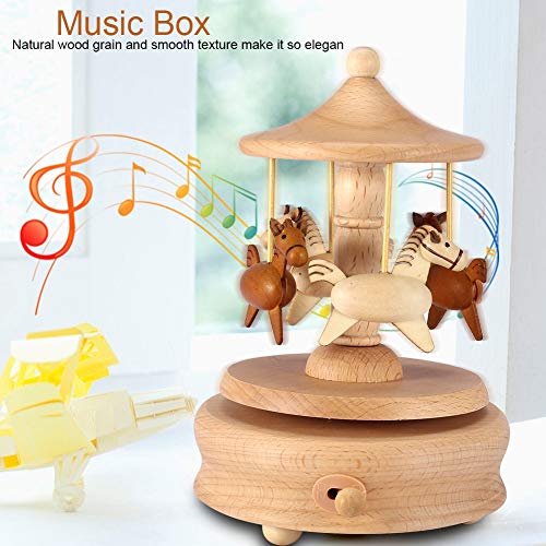 Carousel Music Box Beech Wood Castle in the Sky Melody Gift